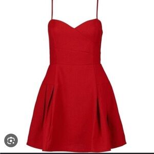 NWT Yazz Textured Sweetheart Neck Skater Dress Red Size 4